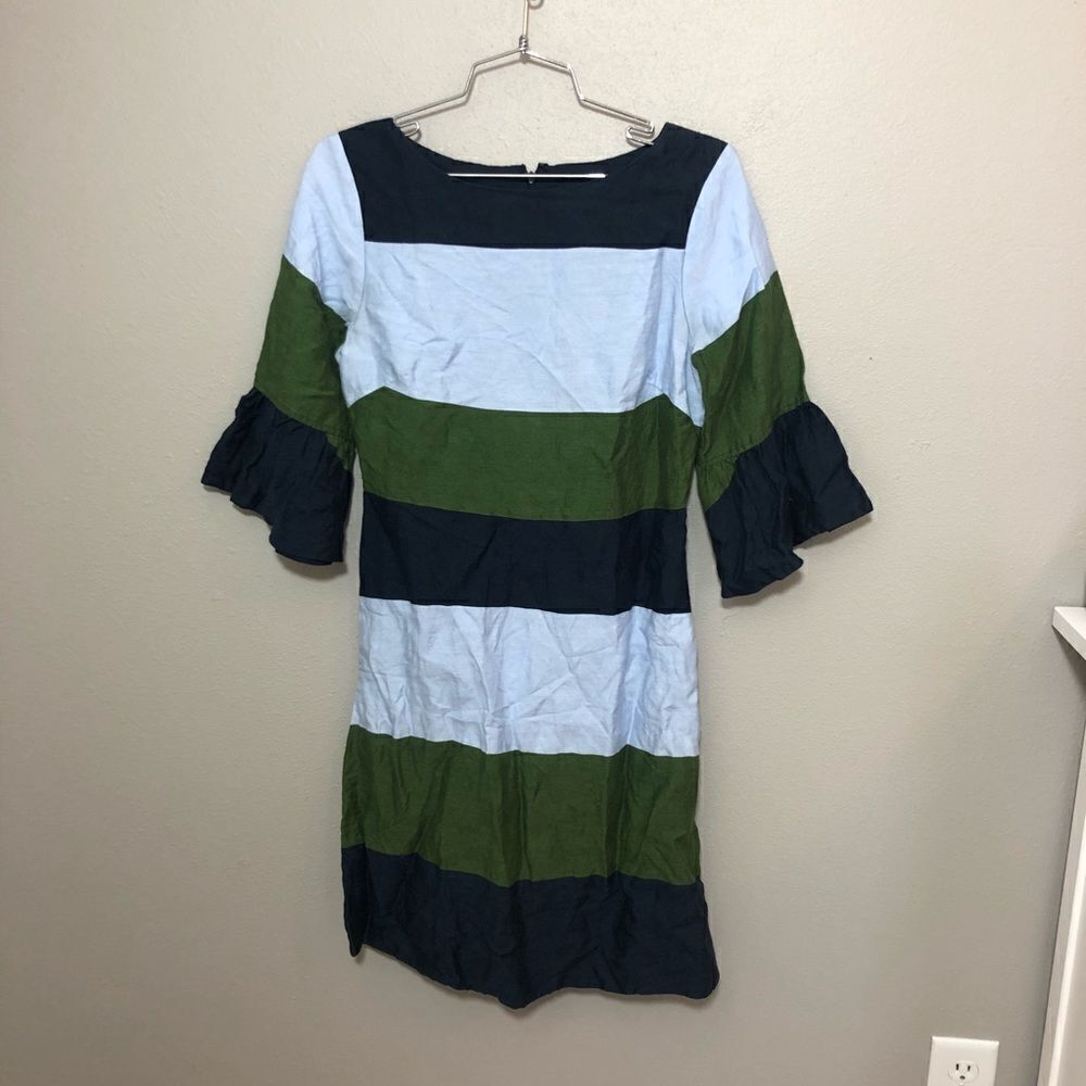 Ann Taylor Striped Blue and Green Dress
